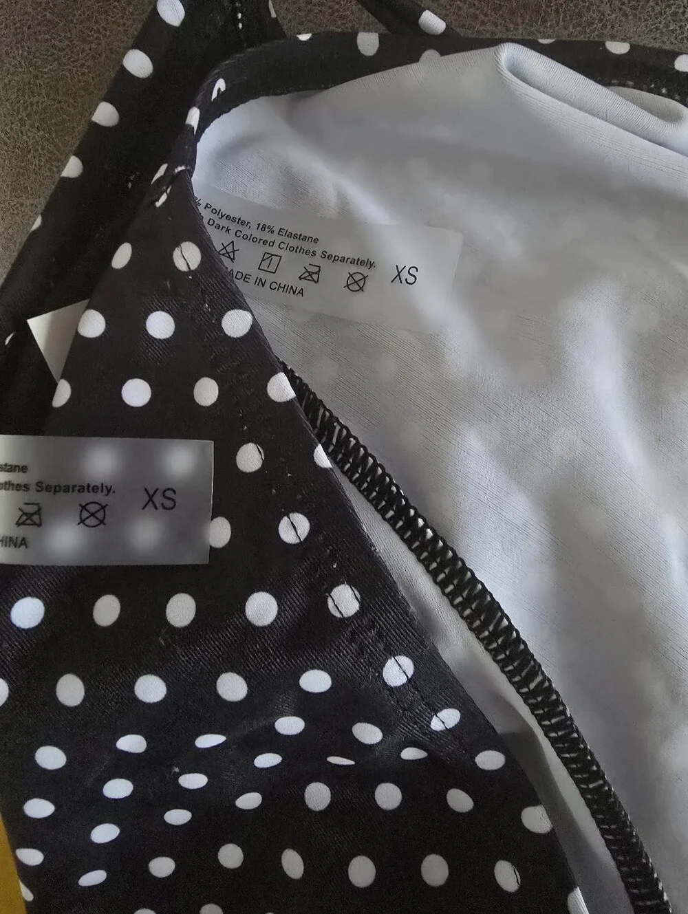 Polka Dot Black & White Triangle Bikini Top - Women Swim. Size XS. NWOT.